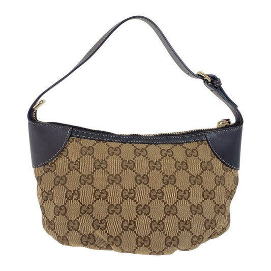 GUCCI Handbag 224098 GG canvas, leather Beige Gold Metal Handbag accessory pouch Sherry line Women Used Authentic