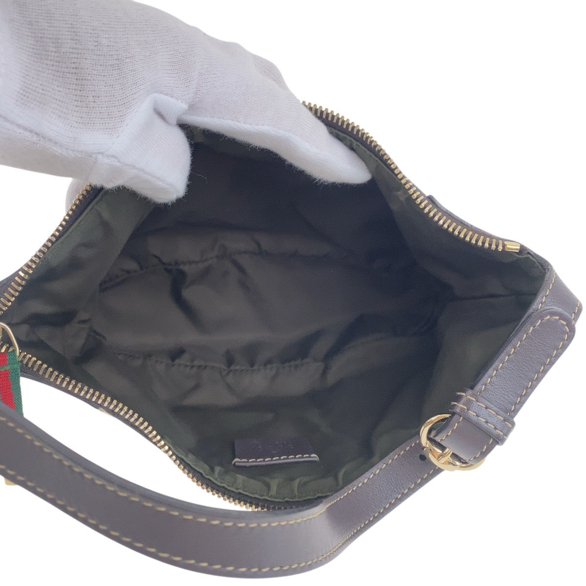 GUCCI Handbag 224098 GG canvas, leather Beige Gold Metal Handbag accessory pouch Sherry line Women Used Authentic