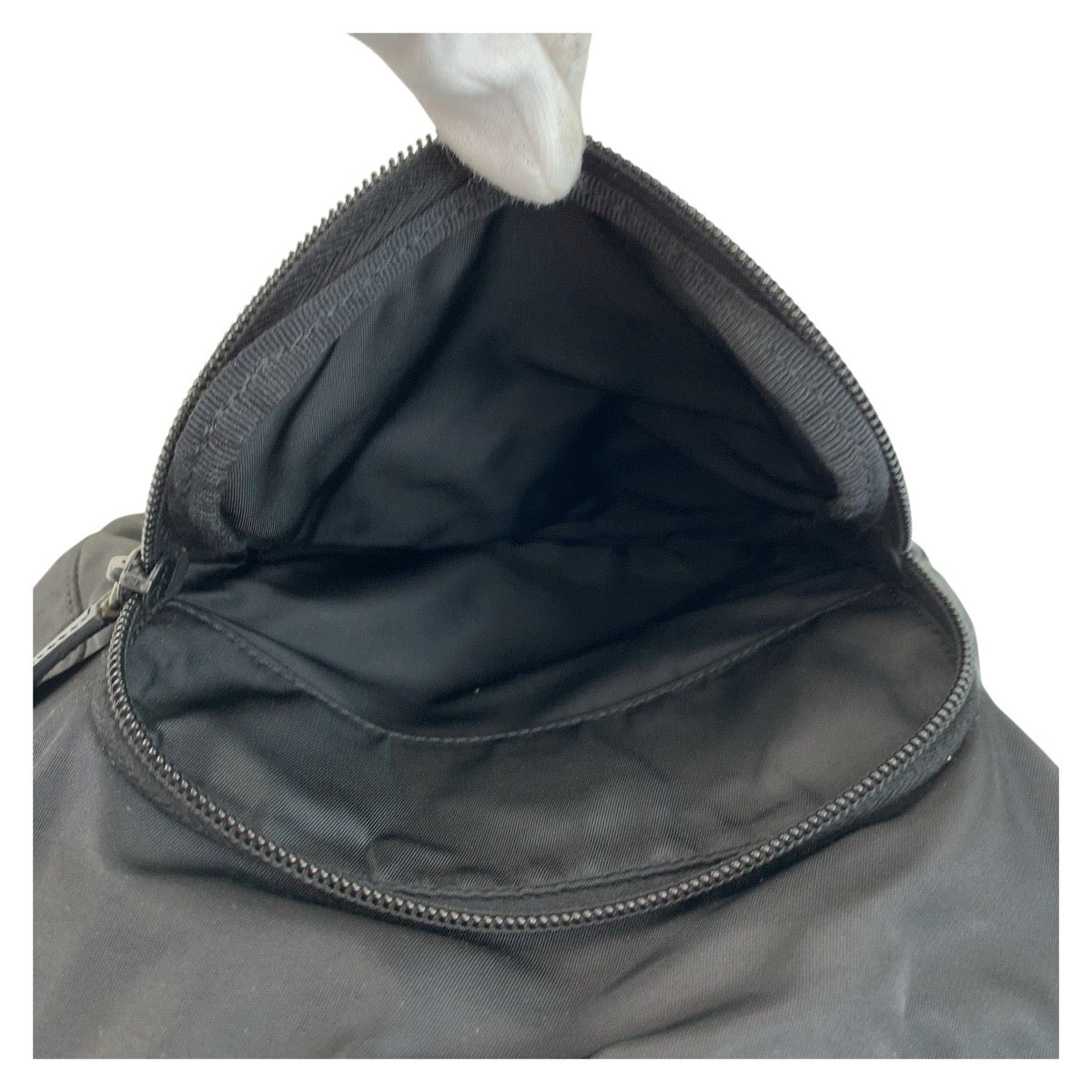 PRADA Shoulder Bag Nylon Black SilverMetal Test Triangle With logo