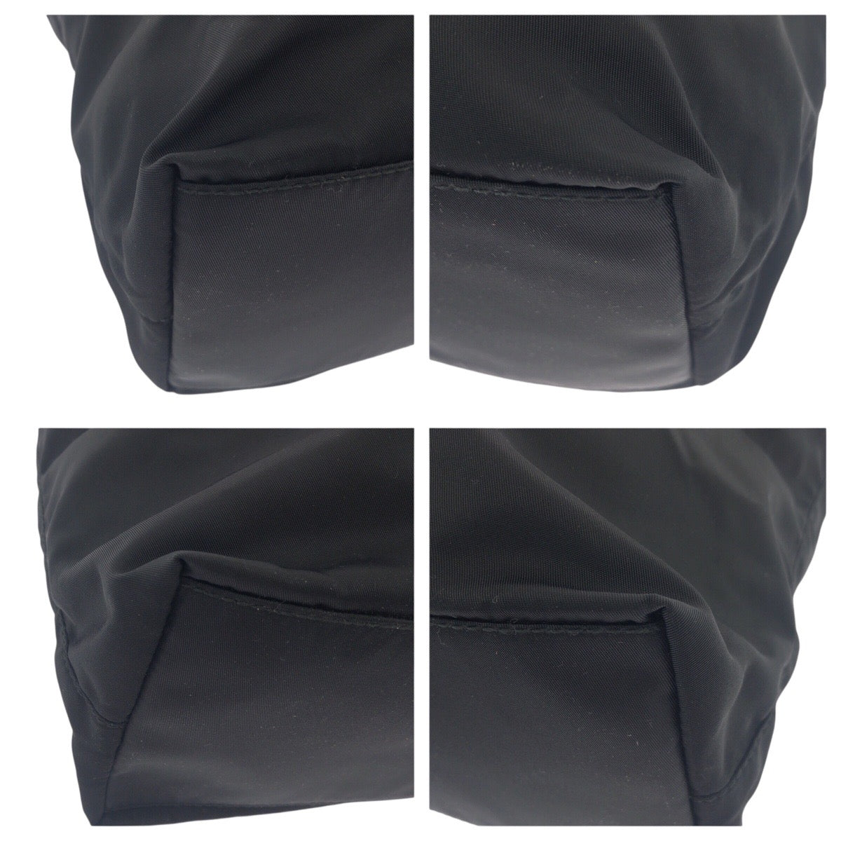 PRADA Tote Bag Nylon, Leather Black SilverMetal Tote Bag Shoulder Bag Test Triangle With logo Women Used Authentic