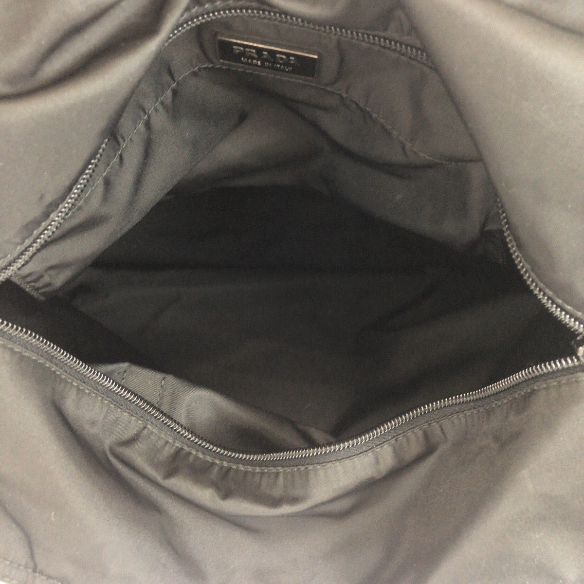 PRADA Tote Bag Nylon, Leather Black SilverMetal Tote Bag Shoulder Bag Test Triangle With logo Women Used Authentic