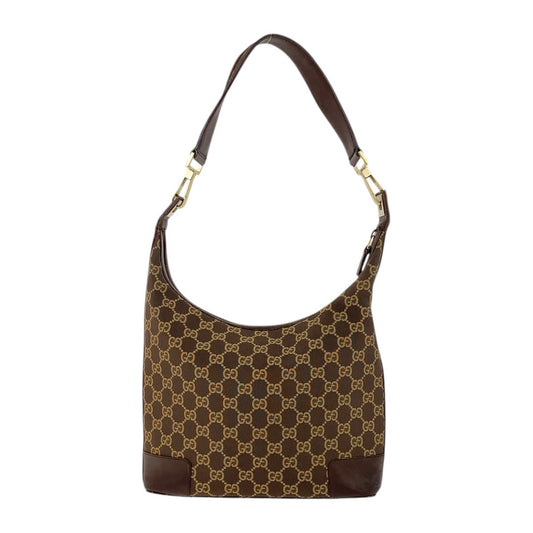 GUCCI Shoulder Bag 001 4204 GG canvas Brown Gold Metal Hobo
