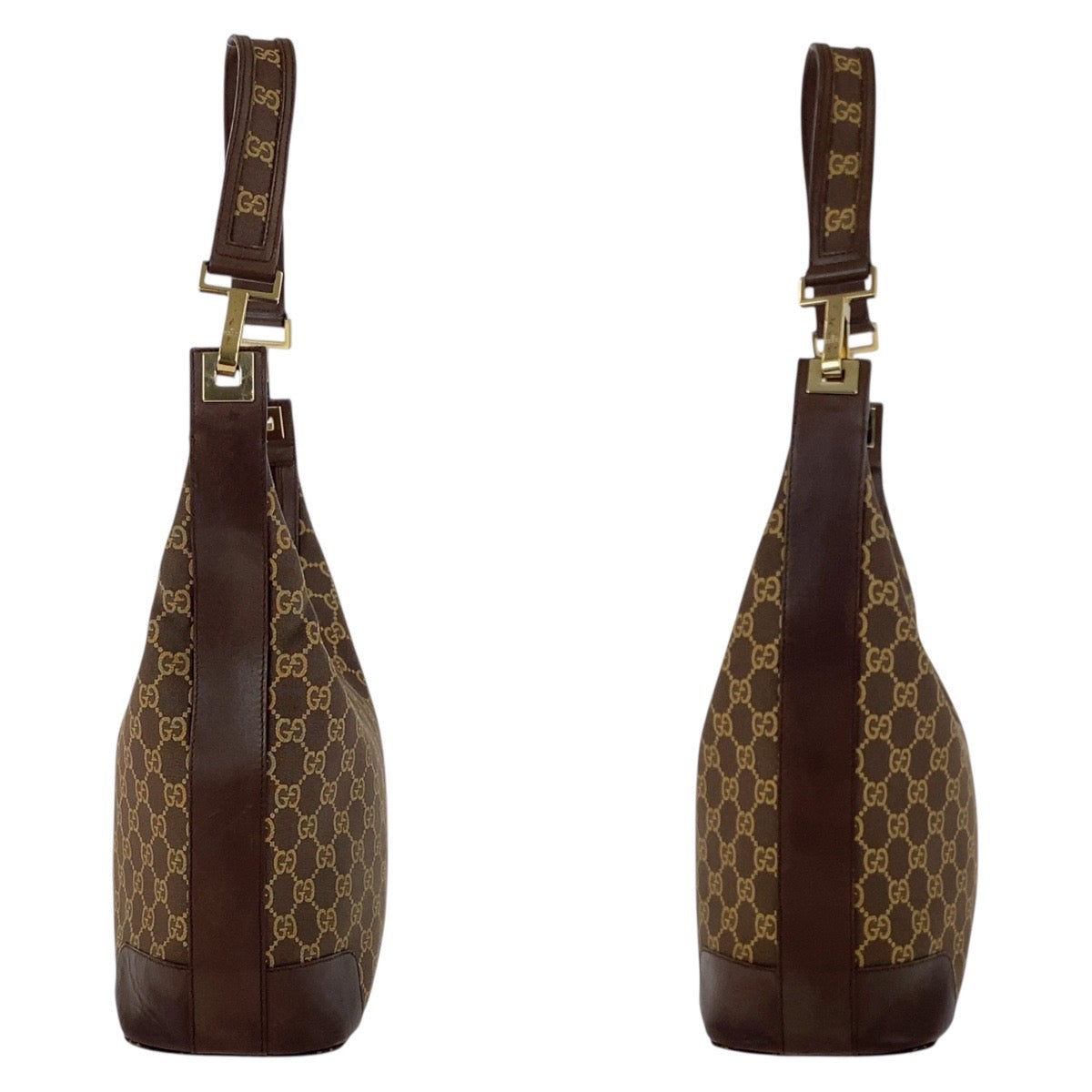 GUCCI Shoulder Bag 001 4204 GG canvas Brown Gold Metal Hobo