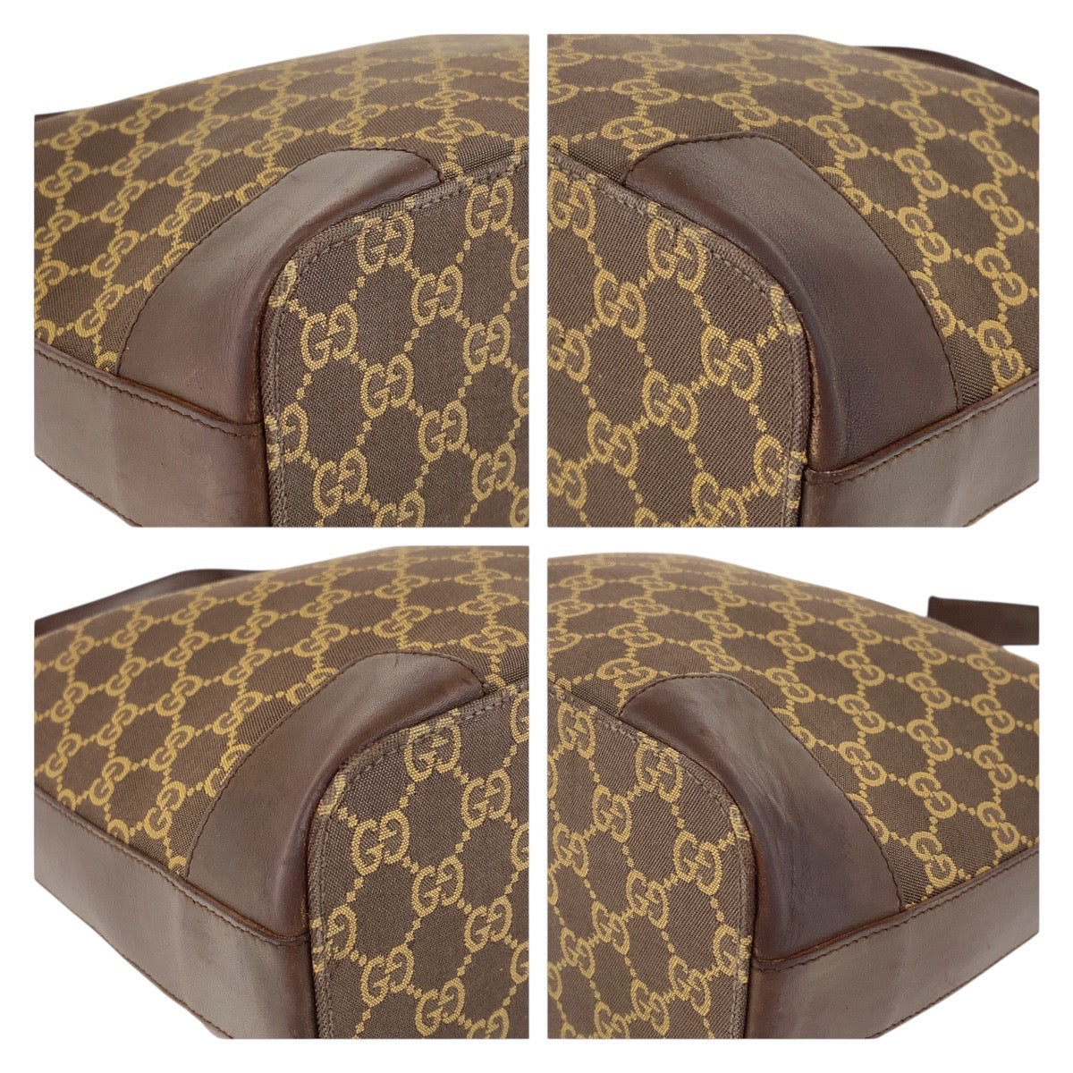 GUCCI Shoulder Bag 001 4204 GG canvas Brown Gold Metal Hobo