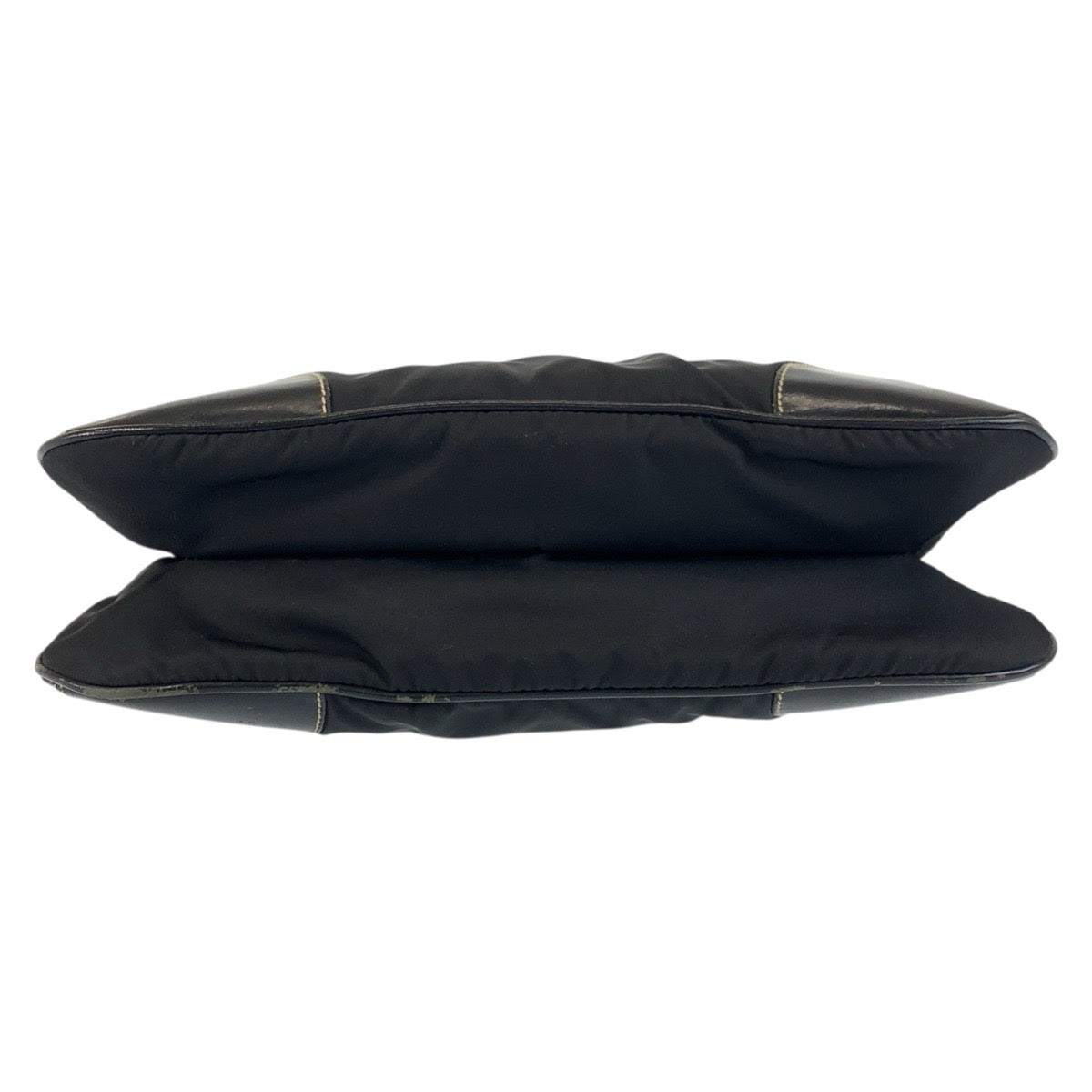PRADA Shoulder Bag Nylon, Leather Black SilverMetal Shoulder Bag pochette Test Triangle With logo Women Used Authentic