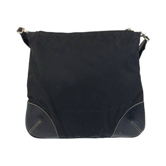 PRADA Shoulder Bag Nylon, Leather Black SilverMetal Shoulder Bag pochette Test Triangle With logo Women Used Authentic
