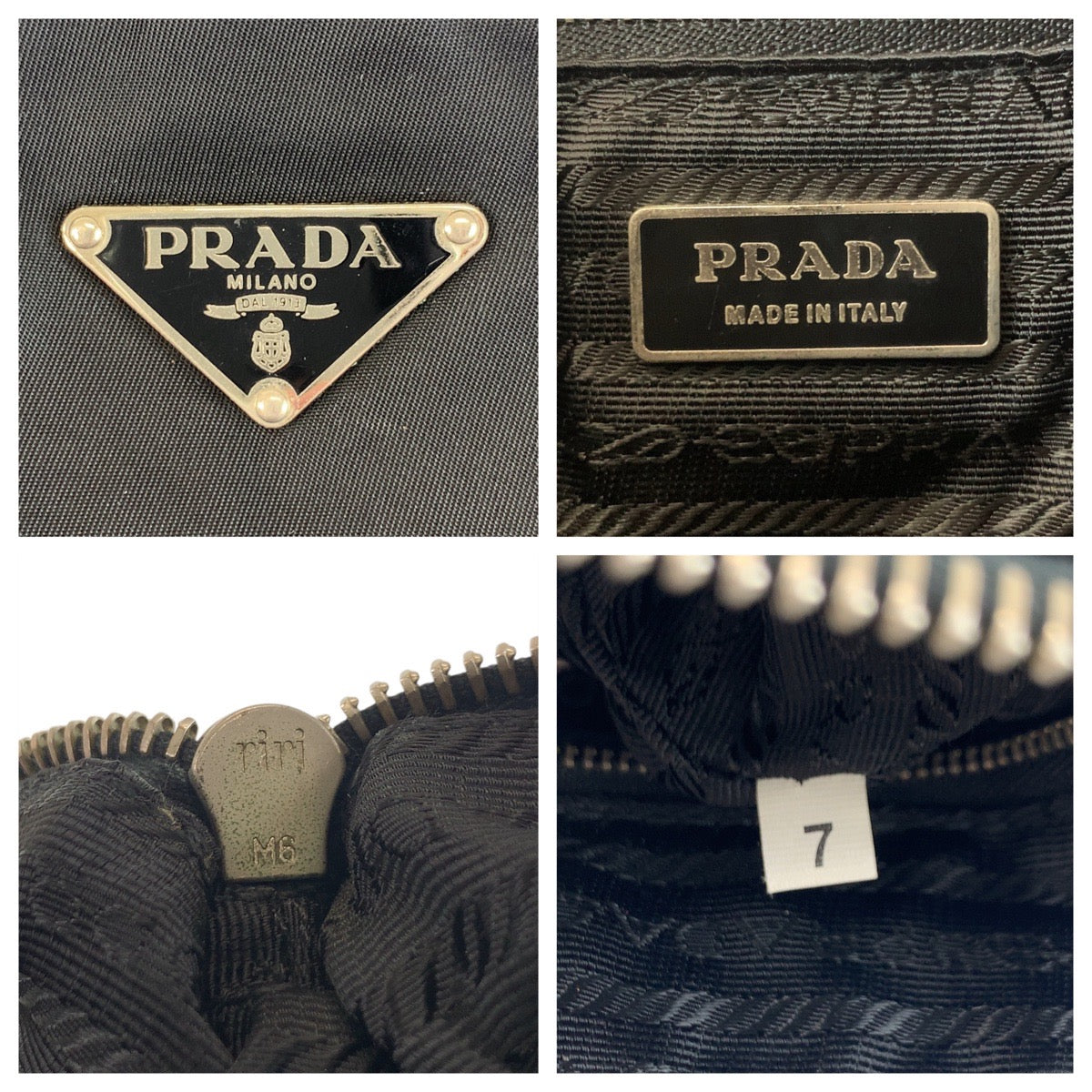 PRADA Shoulder Bag Nylon, Leather Black SilverMetal Shoulder Bag pochette Test Triangle With logo Women Used Authentic