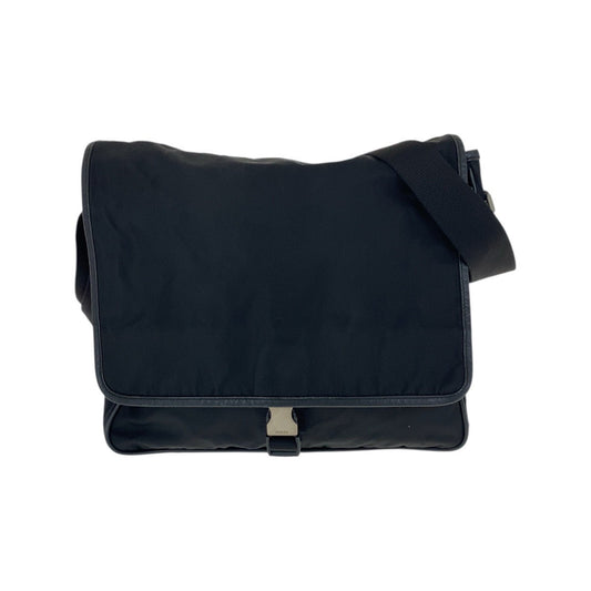 PRADA Shoulder Bag Nylon Black SilverMetal Test Triangle With logo
