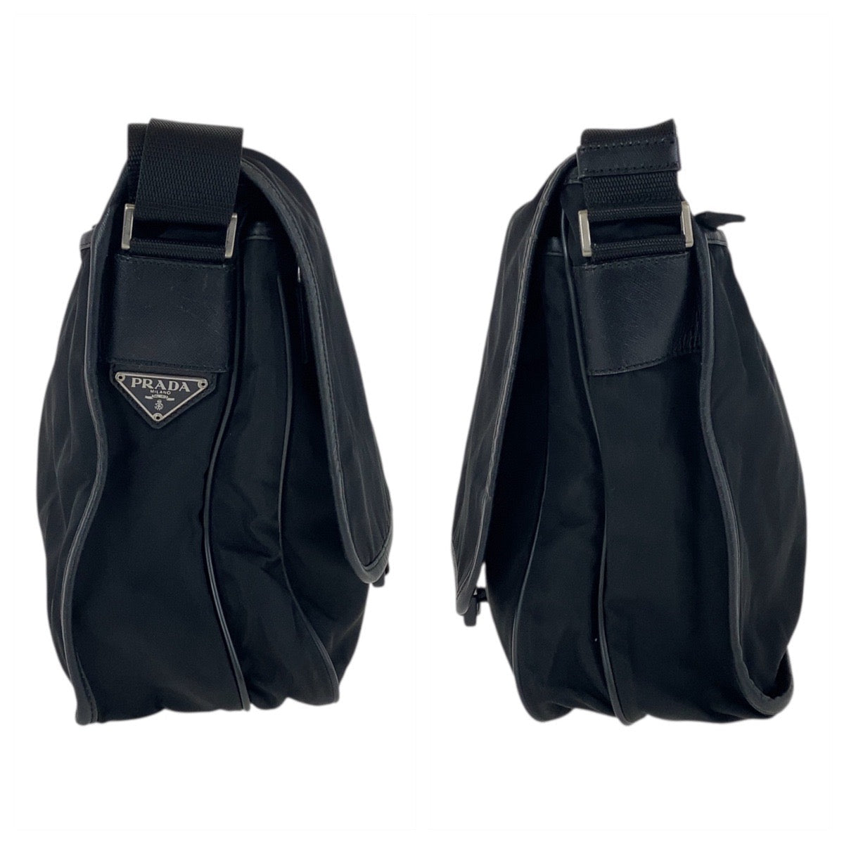PRADA Shoulder Bag Nylon Black SilverMetal Test Triangle With logo