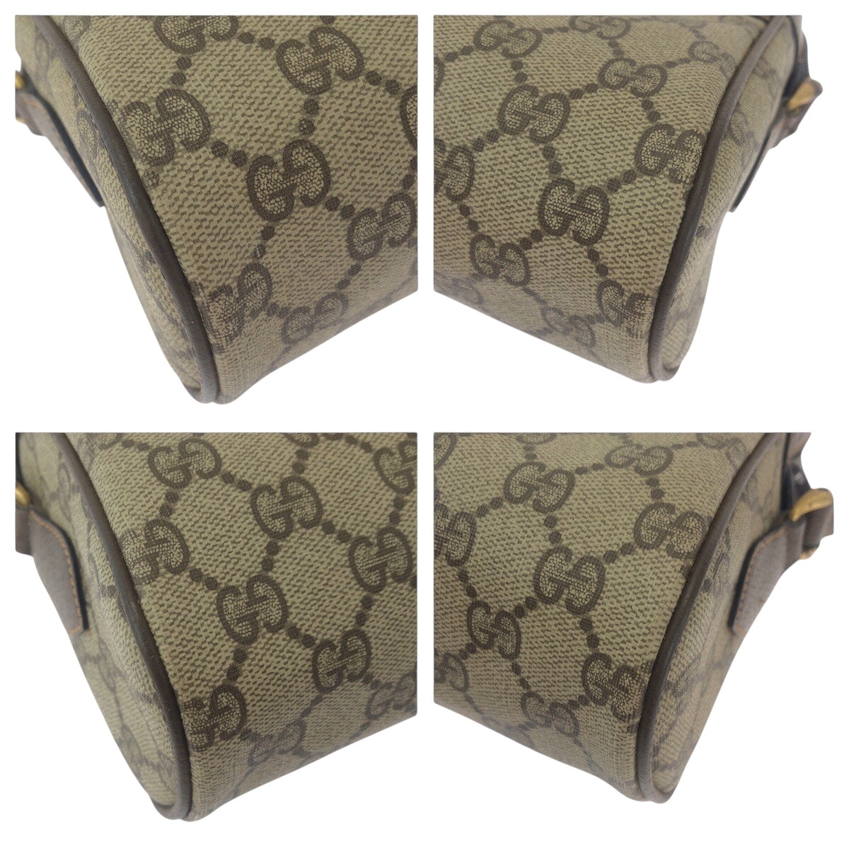 GUCCI Shoulder Bag 72 001 4071 GG Supreme canvas, leather Beige Brown Gold Metal Crossbody Shoulder Bag Old Gucci Shelly Line Women Used Authentic