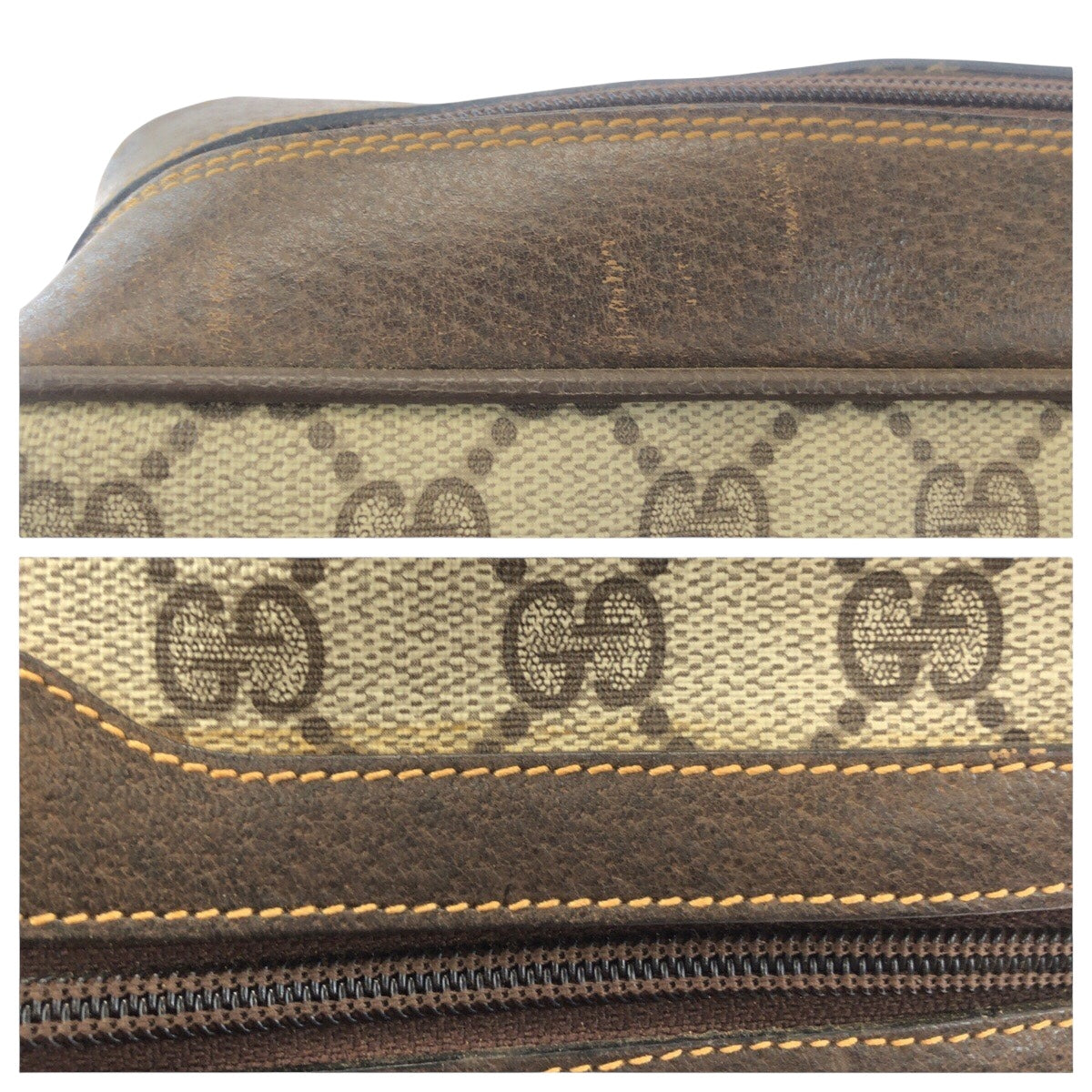 GUCCI Shoulder Bag 72 001 4071 GG Supreme canvas, leather Beige Brown Gold Metal Crossbody Shoulder Bag Old Gucci Shelly Line Women Used Authentic