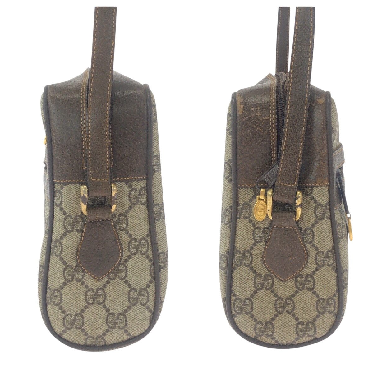 GUCCI Shoulder Bag 72 001 4071 GG Supreme canvas, leather Beige Brown Gold Metal Crossbody Shoulder Bag Old Gucci Shelly Line Women Used Authentic