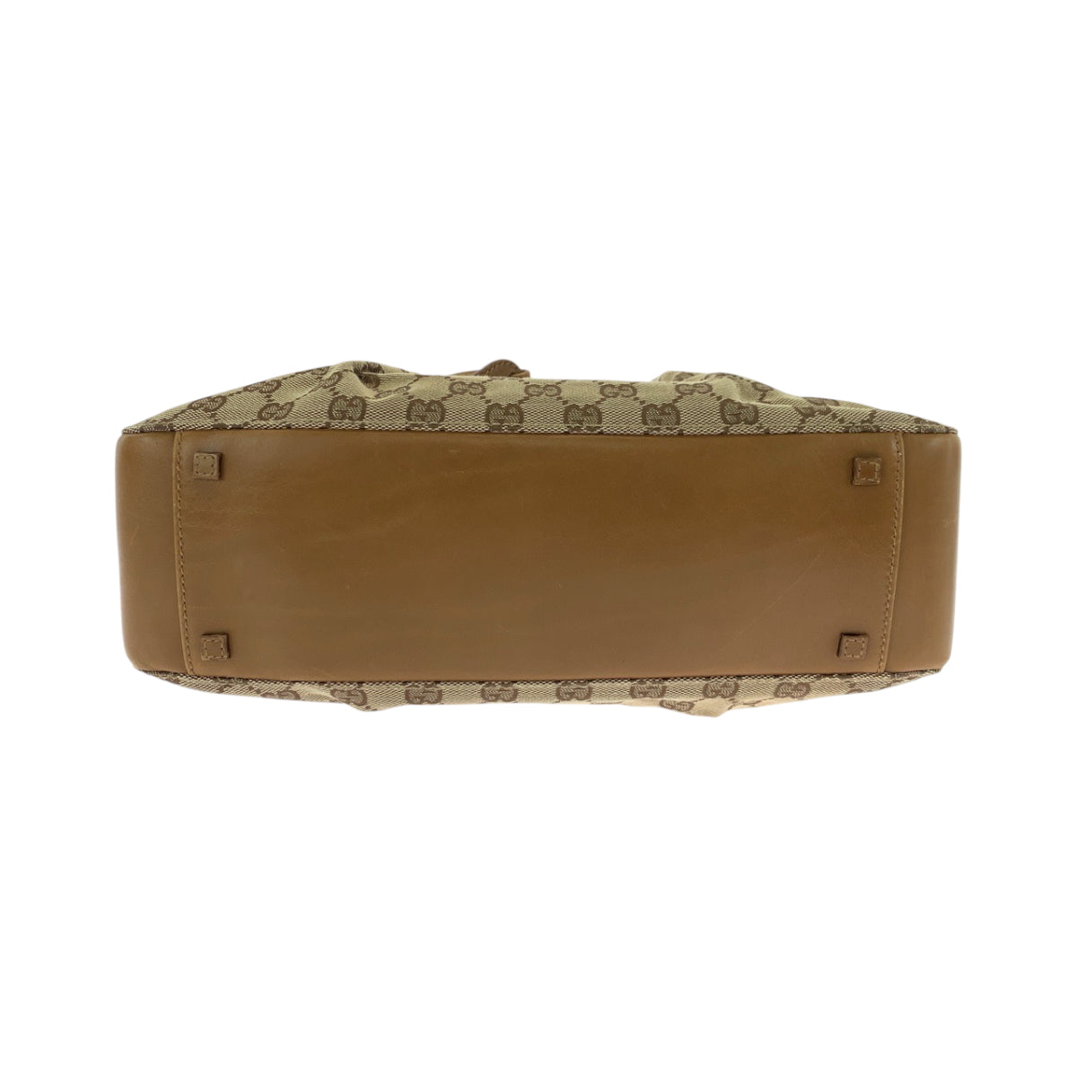 GUCCI Tote Bag 94898 GG canvas Beige Brown Gold Metal Tote Bag handbag Women Used Authentic