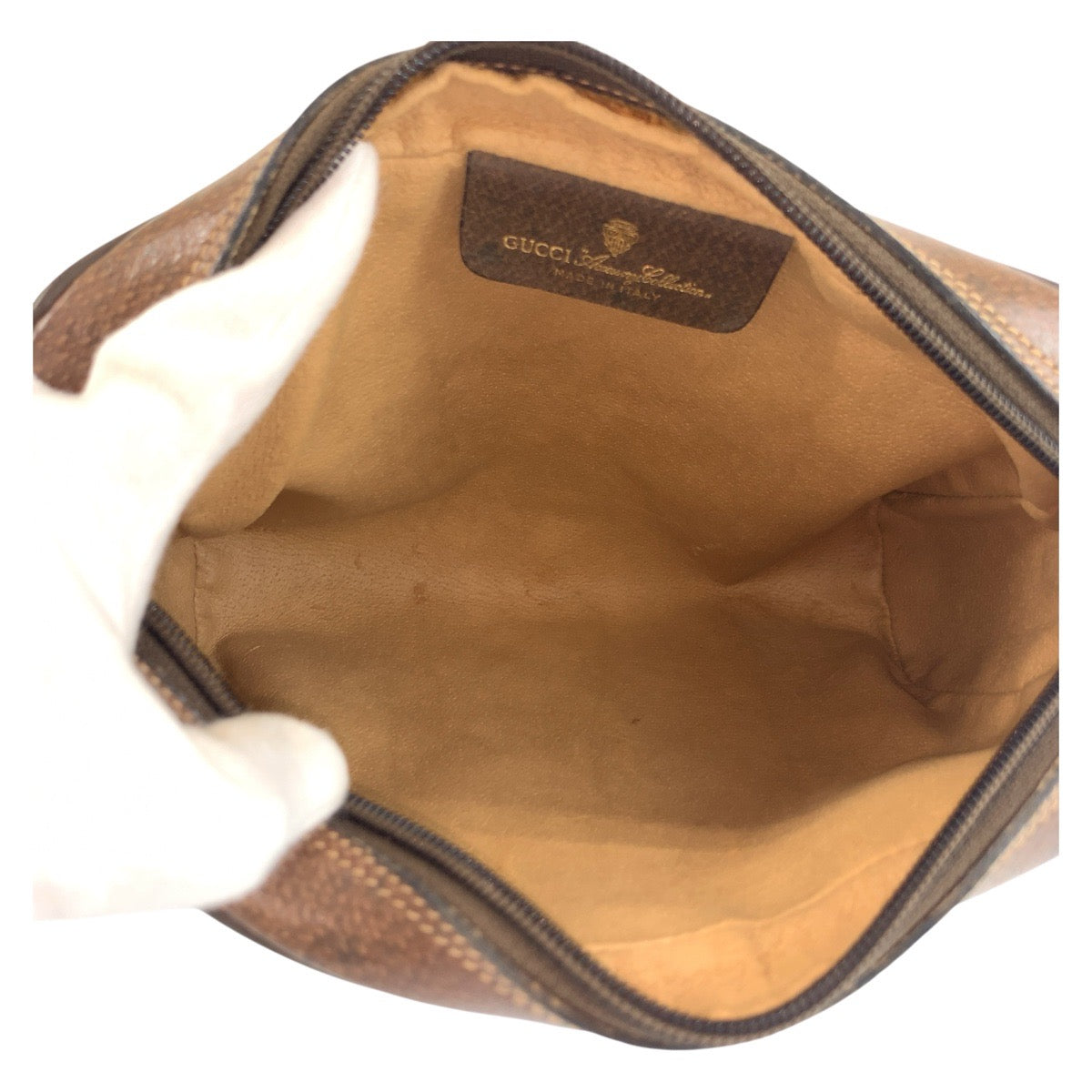 GUCCI Clutch bag 56 01 012 GG Supreme Canvas Beige Brown Gold Metal Clutch bag business bag Sherry Line Old Gucci mens Used Authentic