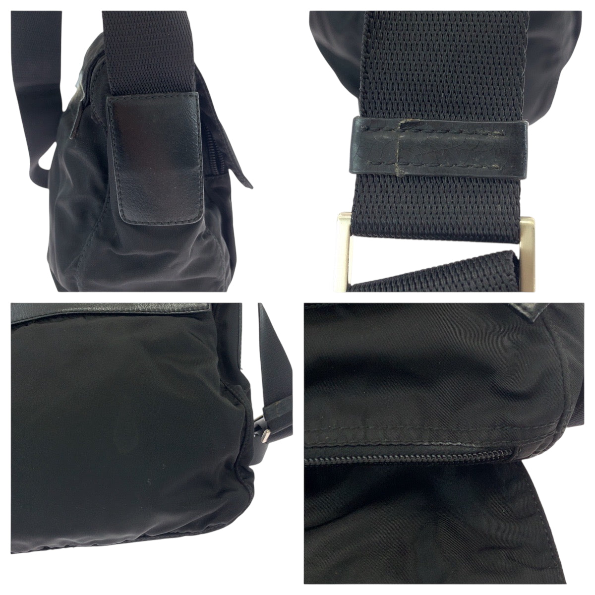 PRADA Shoulder Bag BT8994 Nylon Black SilverMetal Shoulder Bag pochette Test Triangle With logo mens Used Authentic