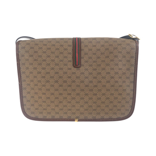 GUCCI Shoulder Bag 001 103 0551 leather Brown Gold Metal Old Gucci Shelly Line