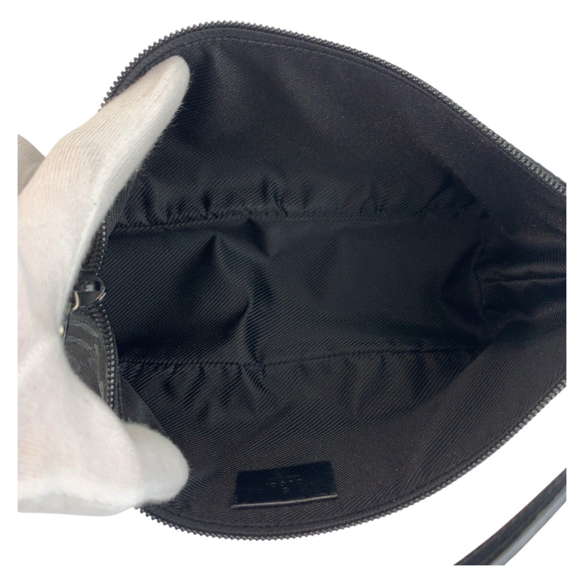 GUCCI Handbag 07198 GG canvas, leather Black SilverMetal Handbag accessory pouch Women Used Authentic