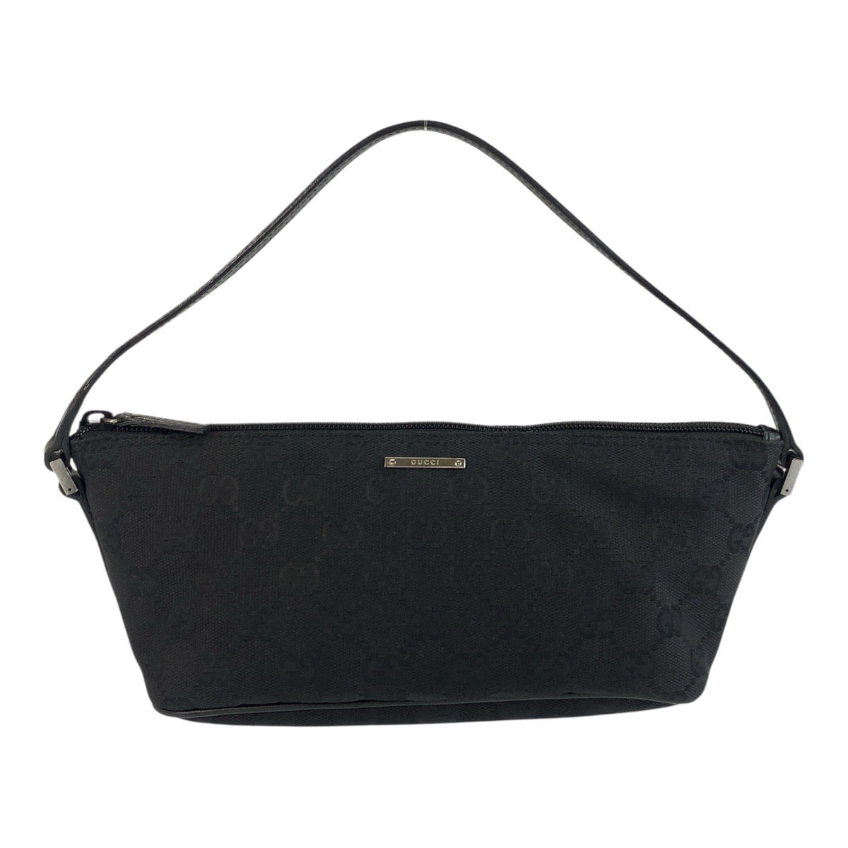 GUCCI Handbag 07198 GG canvas, leather Black SilverMetal Handbag accessory pouch Women Used Authentic