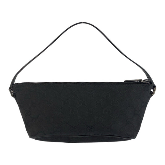 GUCCI Handbag 07198 GG canvas, leather Black SilverMetal Handbag accessory pouch Women Used Authentic