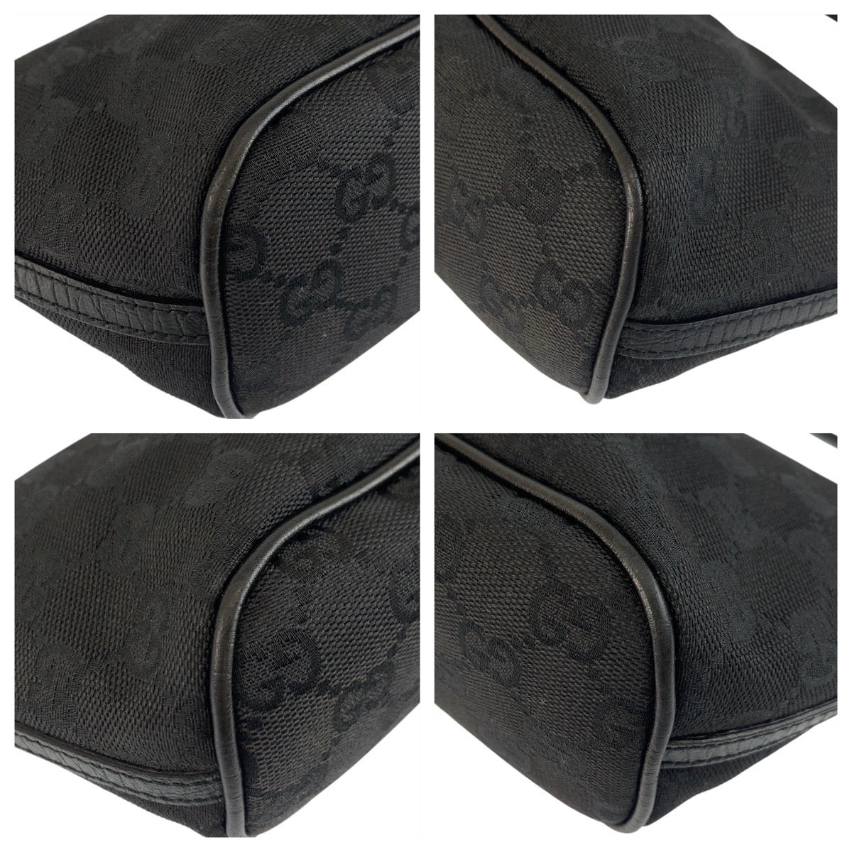 GUCCI Handbag 07198 GG canvas, leather Black SilverMetal Handbag accessory pouch Women Used Authentic