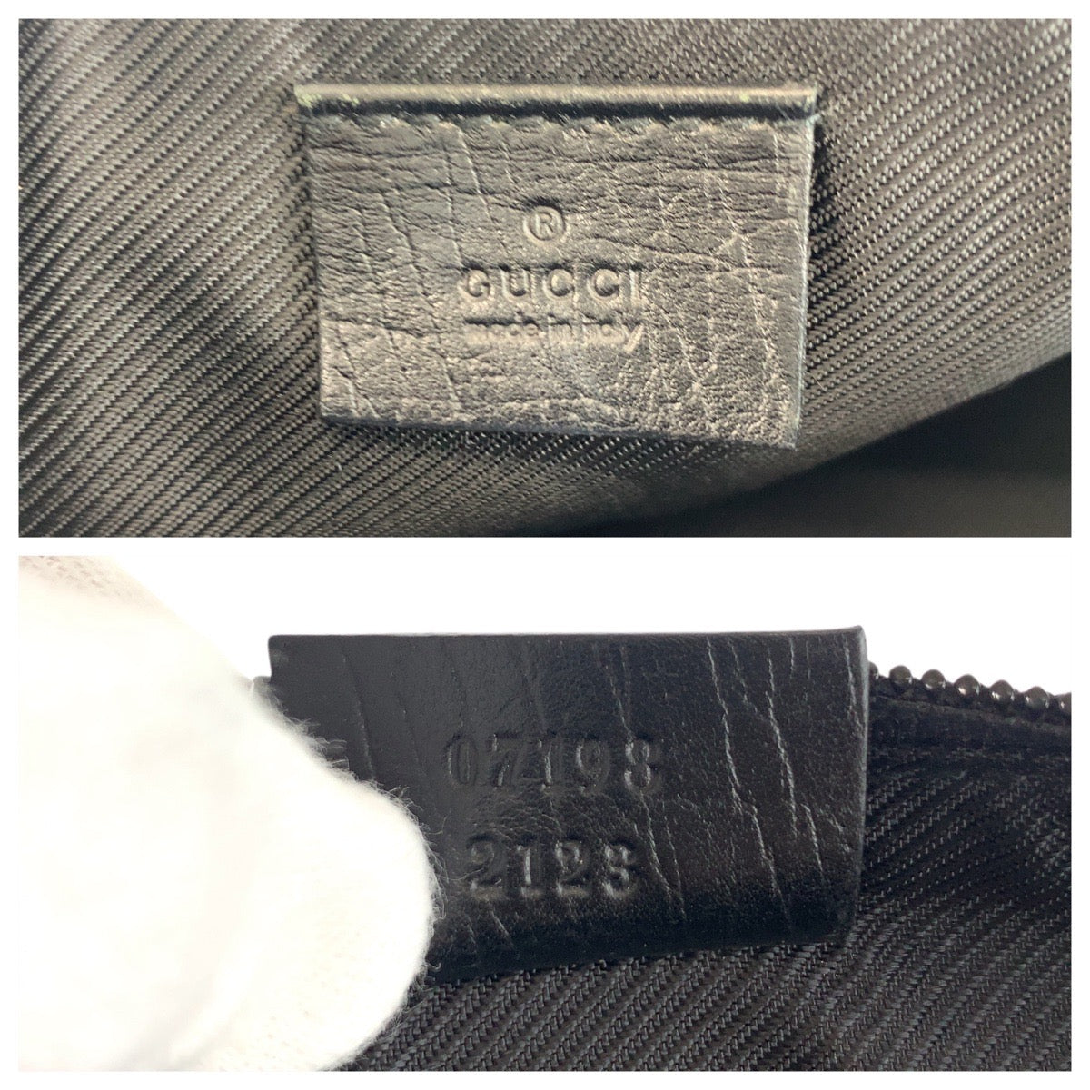 GUCCI Handbag 07198 GG canvas, leather Black SilverMetal Handbag accessory pouch Women Used Authentic