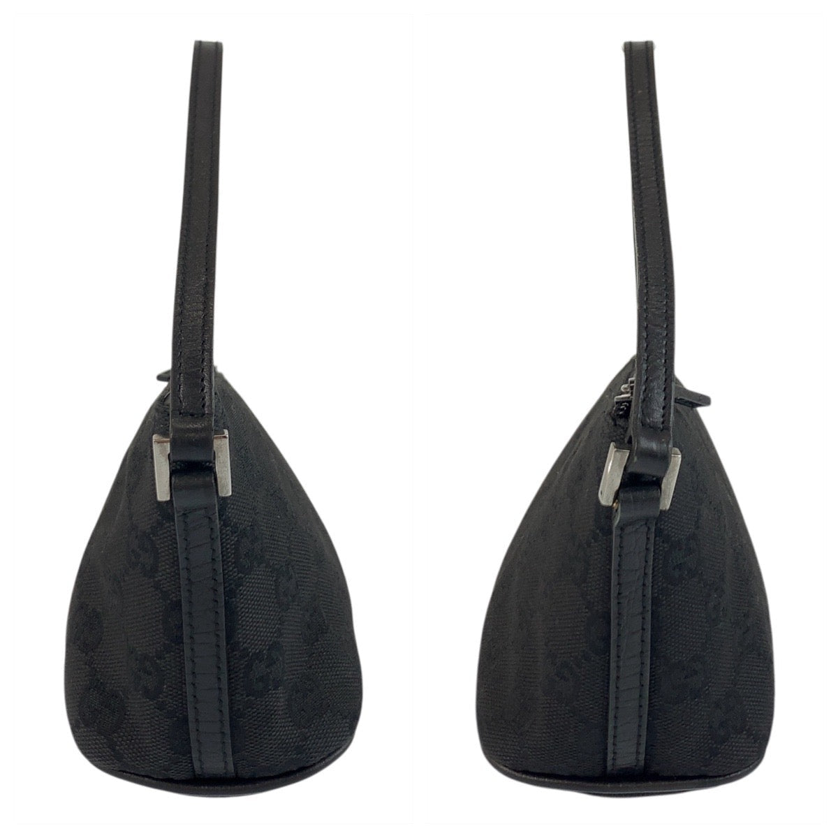 GUCCI Handbag 07198 GG canvas, leather Black SilverMetal Handbag accessory pouch Women Used Authentic