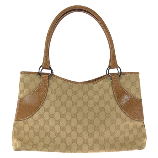 GUCCI Tote Bag 113015 GG Supreme canvas, leather Brown beige Tote Bag Shoulder Bag Women Used Authentic