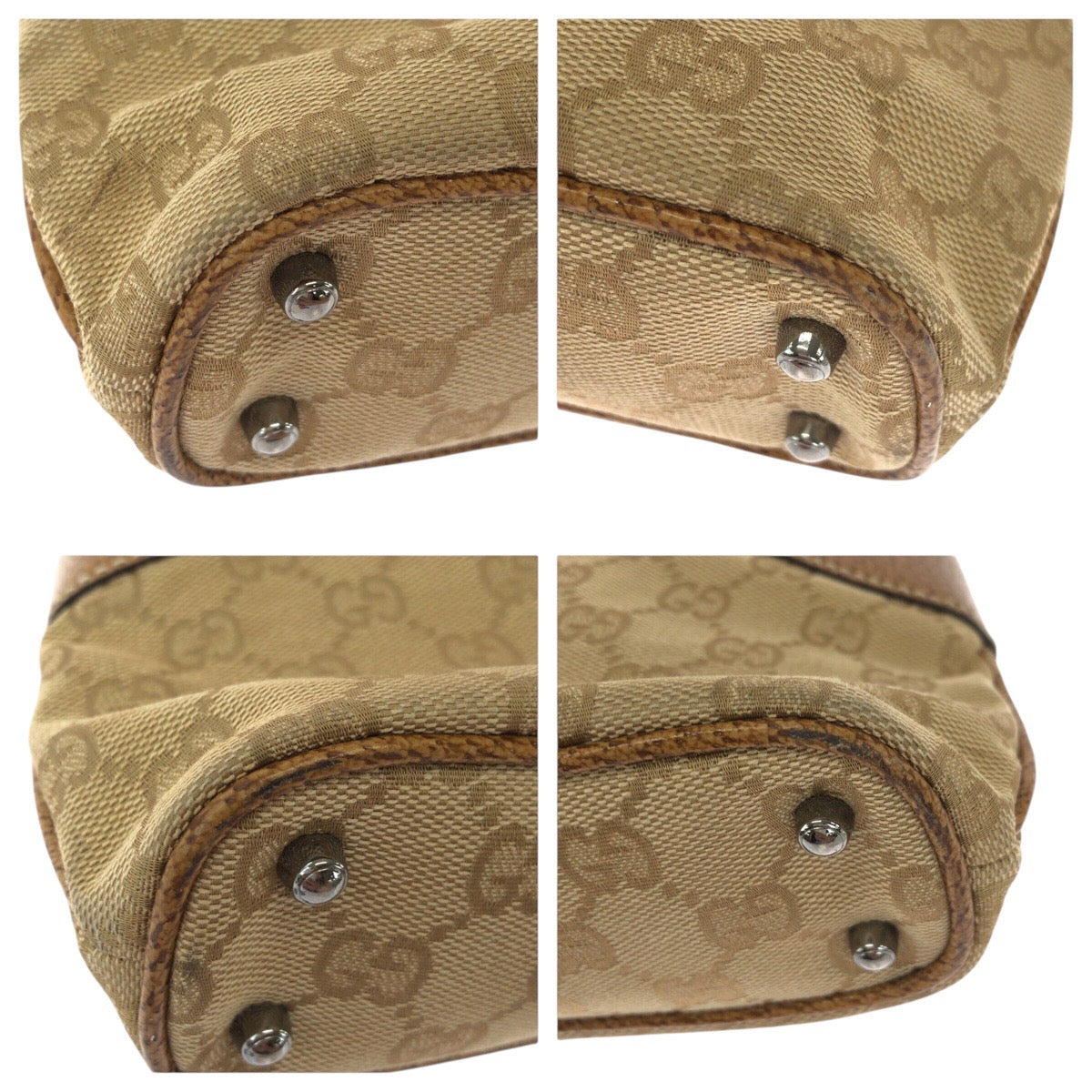 GUCCI Tote Bag 113015 GG Supreme canvas, leather Brown beige Tote Bag Shoulder Bag Women Used Authentic
