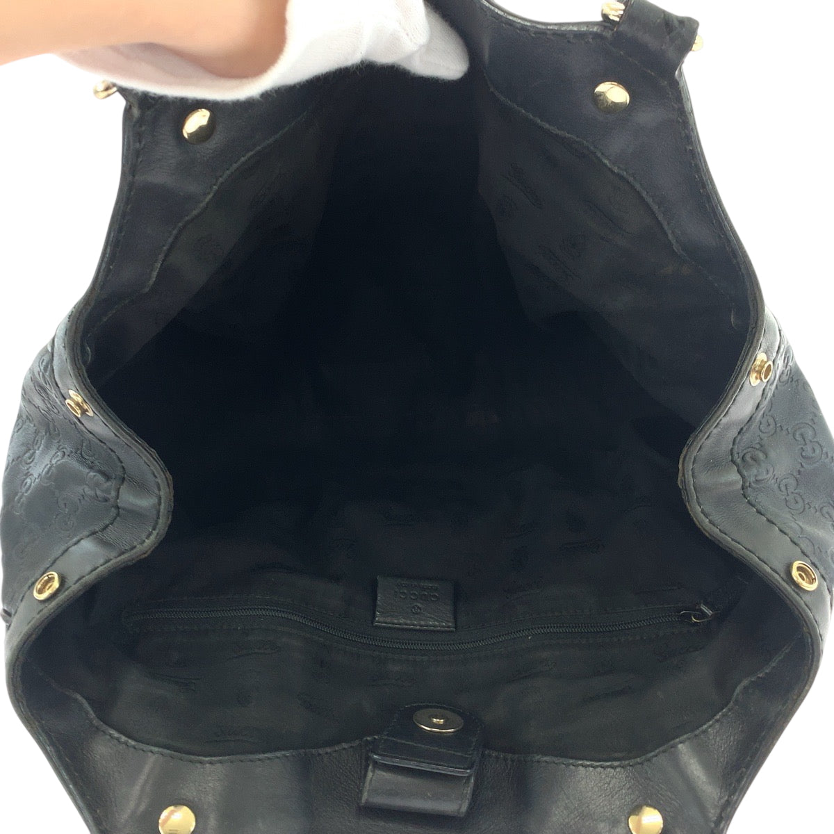 GUCCI Shoulder Bag 211944 leather Black Gold Metal Shoulder Bag Shoulder Bag Guccisima Sukey Women Used Authentic
