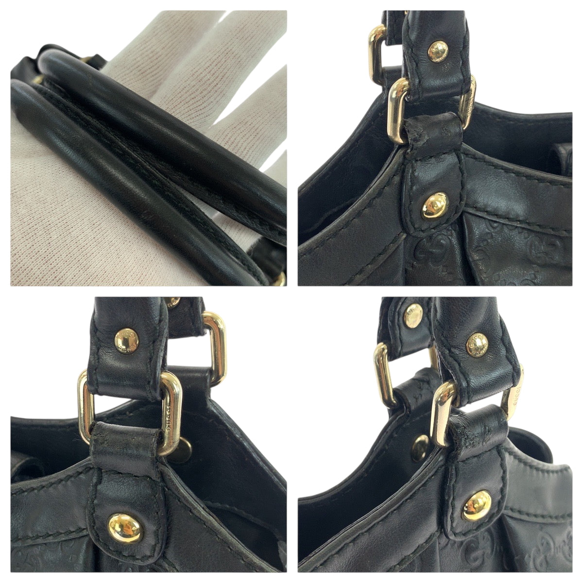 GUCCI Shoulder Bag 211944 leather Black Gold Metal Shoulder Bag Shoulder Bag Guccisima Sukey Women Used Authentic