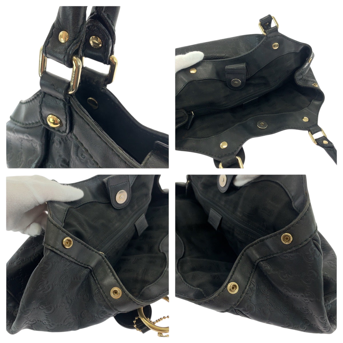 GUCCI Shoulder Bag 211944 leather Black Gold Metal Shoulder Bag Shoulder Bag Guccisima Sukey Women Used Authentic