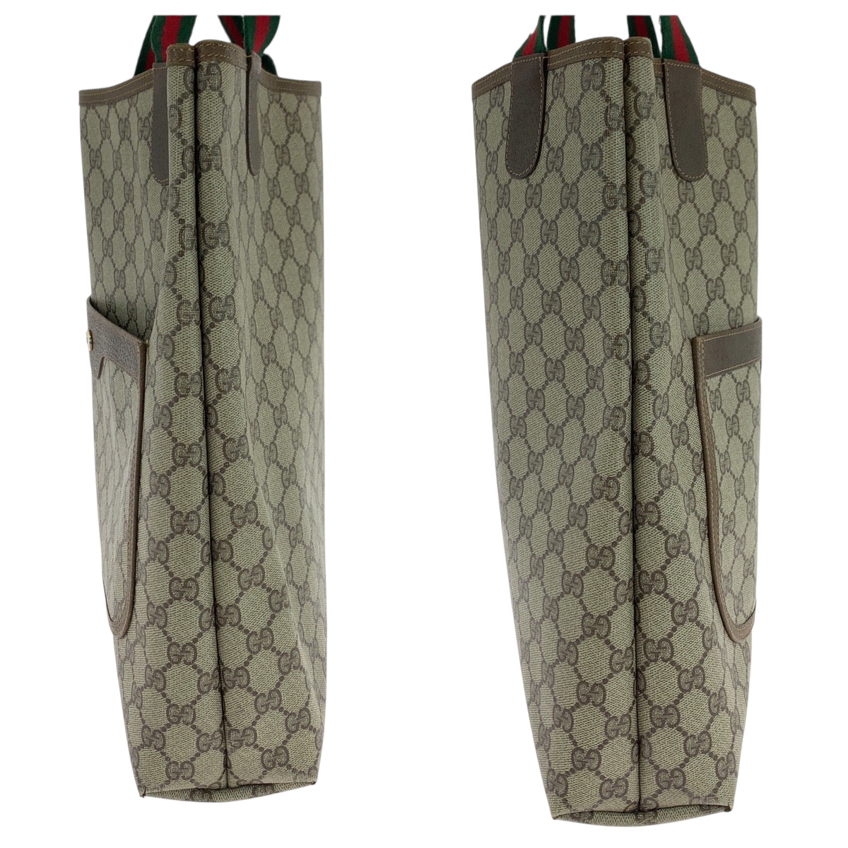 GUCCI Tote Bag 40 02 003 GG Supreme Canvas Beige Brown Red Green Tote Bag Shoulder Bag Old Gucci Shelly Line Women Used Authentic