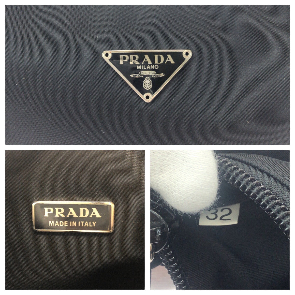 PRADA Handbag Nylon black Handbag accessory pouch Test Triangle With logo Women Used Authentic