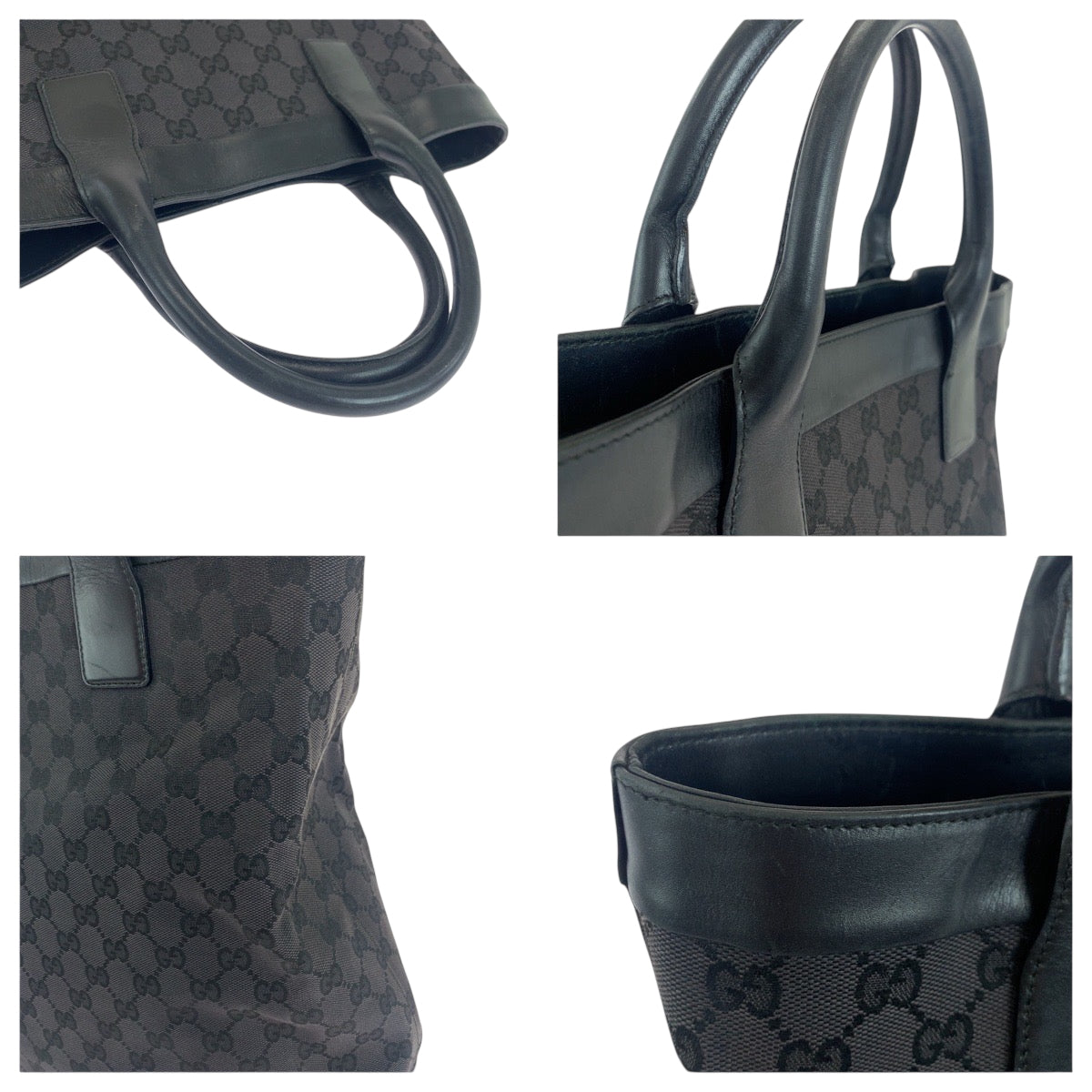 GUCCI Tote Bag 002 1141 GG canvas black Tote Bag Shoulder Bag Women Used Authentic