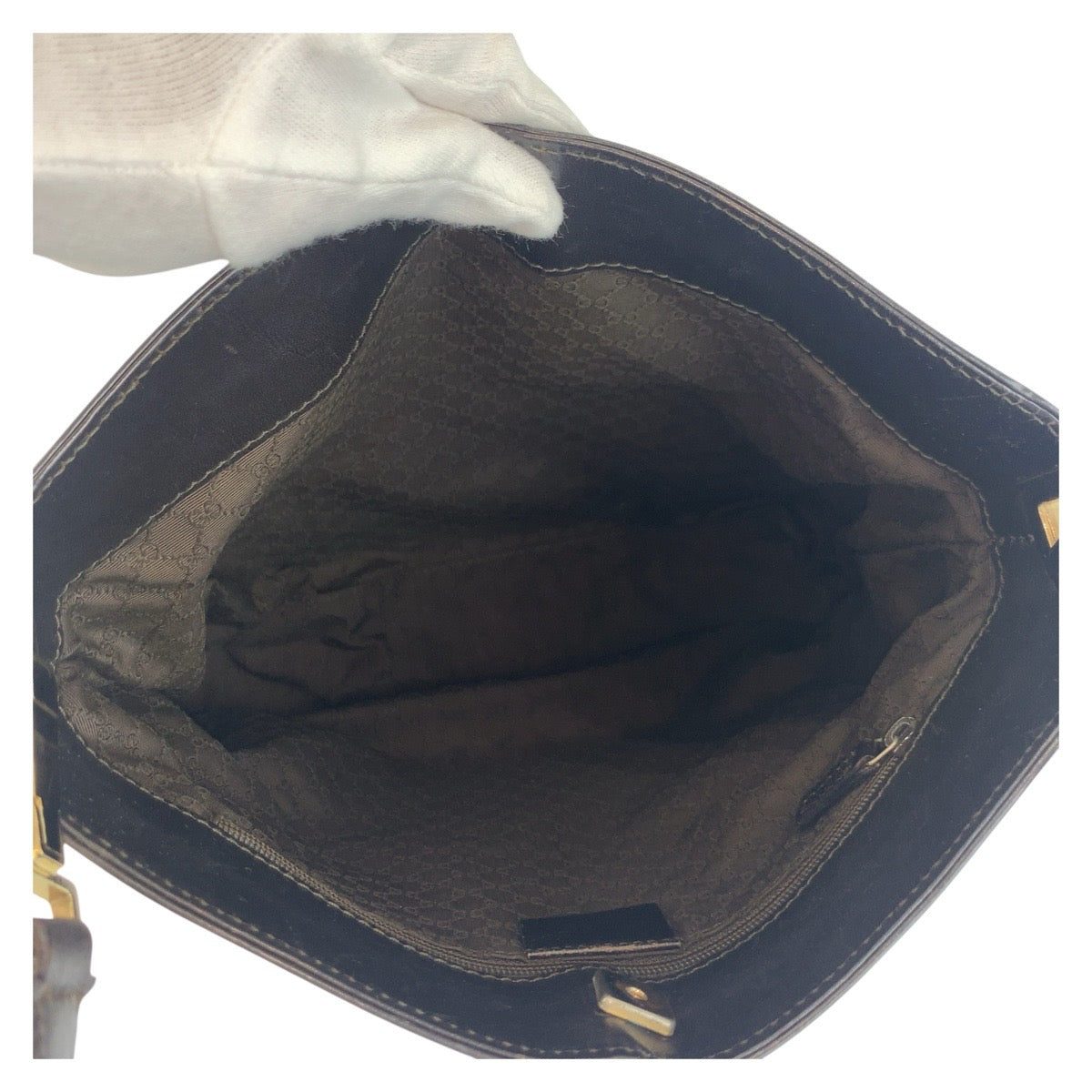 GUCCI Shoulder Bag 001 4231 Canvas, Leather Beige Brown Gold Metal Sherry line Women Used Authentic