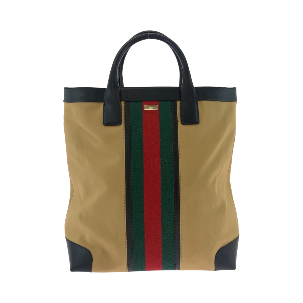GUCCI Tote Bag 002 1121 canvas Camel Red Green GoldMetal Tote Bag Shoulder Bag Sherry line Women Used Authentic