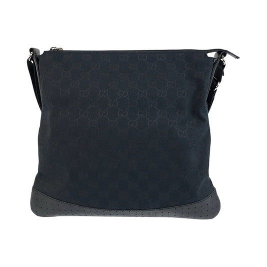 GUCCI Shoulder Bag 145857 GG canvas, leather Black SilverMetal Shoulder Bag Messenger bag Women Used Authentic