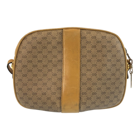 GUCCI Shoulder Bag PVC Beige Gold Metal Old Gucci Micro GG