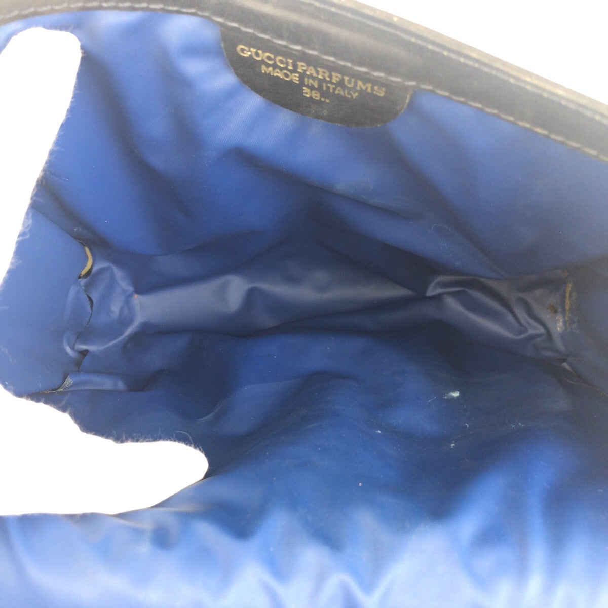 GUCCI Clutch bag GG Supreme Canvas Navy Gray Gold Metal Old Gucci Shelly Line