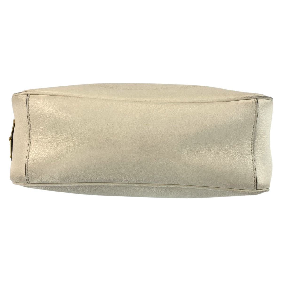 PRADA Shoulder Bag leather White GoldMetal Logo embossed