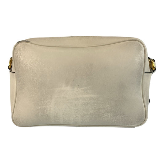 PRADA Shoulder Bag leather White GoldMetal Logo embossed
