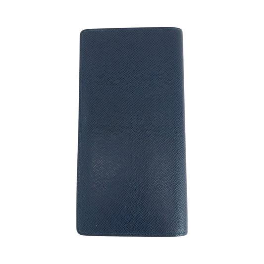 LOUIS VUITTON Long Wallet Purse M30662 Taiga Blue Silver Metal Taiga Portefeuille Braza