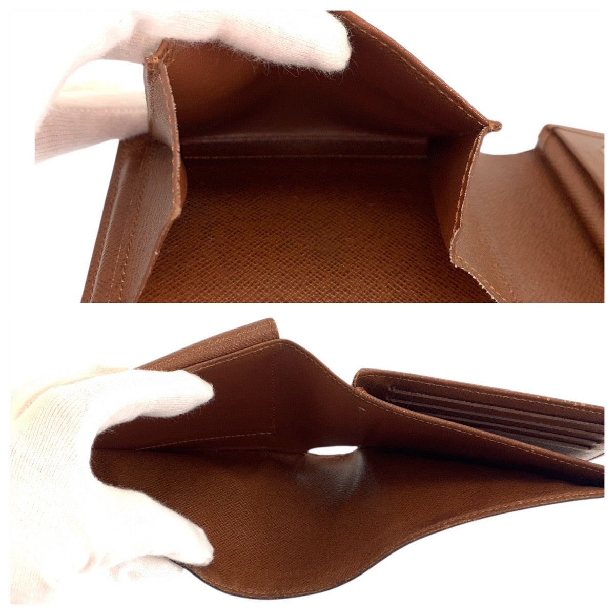 LOUIS VUITTON Bifold Wallet M60026 PVC Brown Gold Metal Monogram Portefeuille Florin