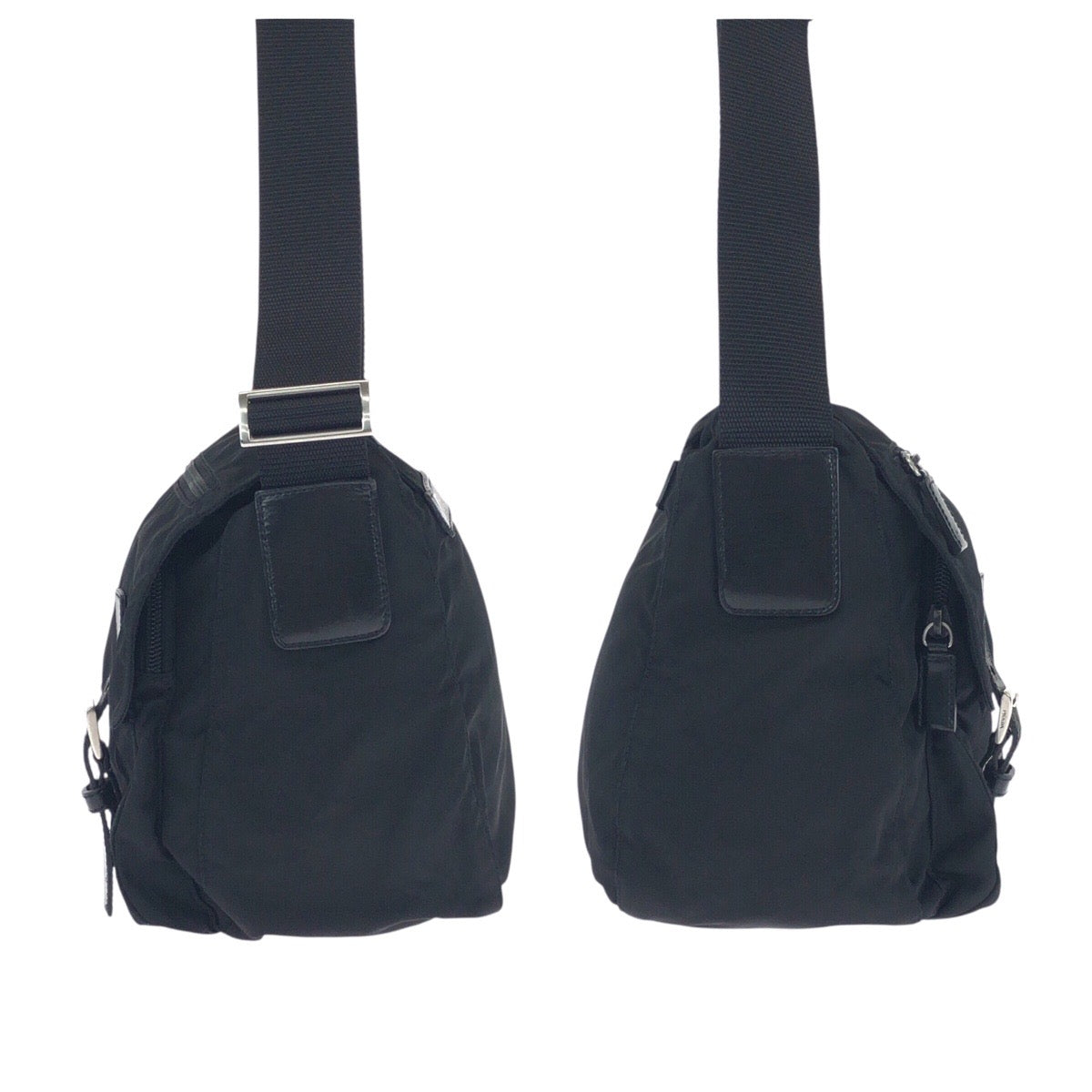 PRADA Shoulder Bag Nylon Black Silver Metal Test Triangle With logo