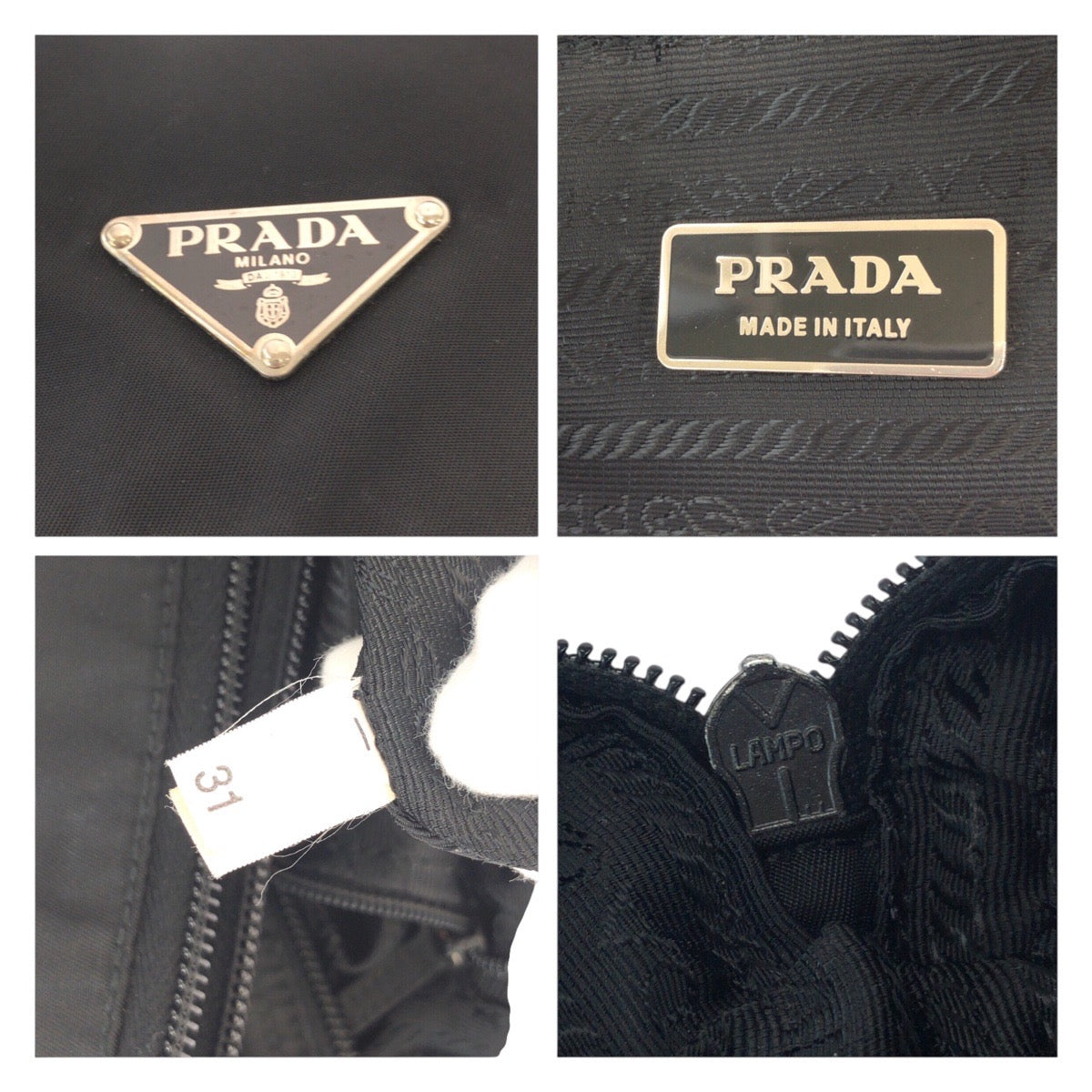 PRADA Shoulder Bag Nylon Black Silver Metal Test Triangle With logo