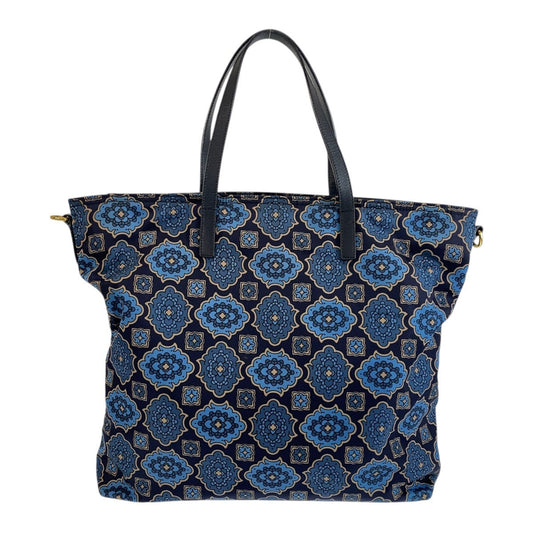 PRADA Tote Bag Nylon Blue Navy Gold Metal Test Triangle With logo
