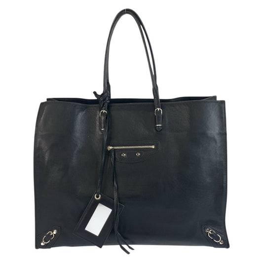 BALENCIAGA Tote Bag 236701 leather Black SilverMetal Tote Bag Shoulder Bag Unisex paper Women Used Authentic