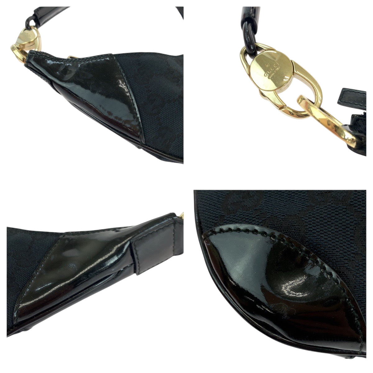 GUCCI Shoulder Bag 001 4158 GG canvas, patent leather black Shoulder Bag Shoulder Bag Women Used Authentic