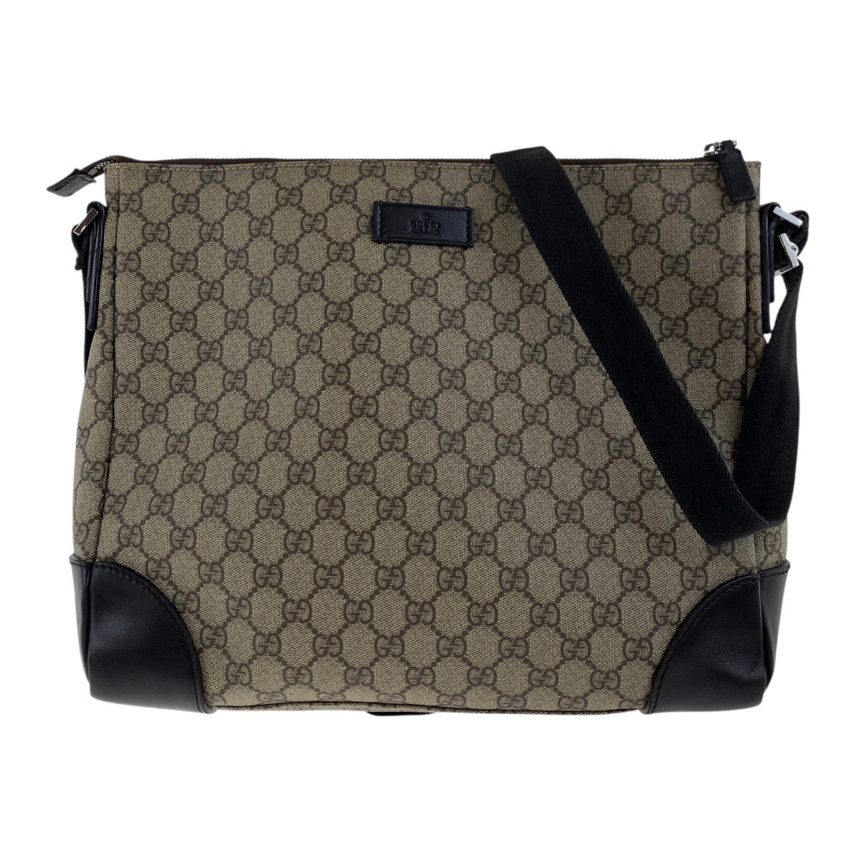 GUCCI Shoulder Bag 110054 GG Supreme Canvas Beige Brown SilverMetal