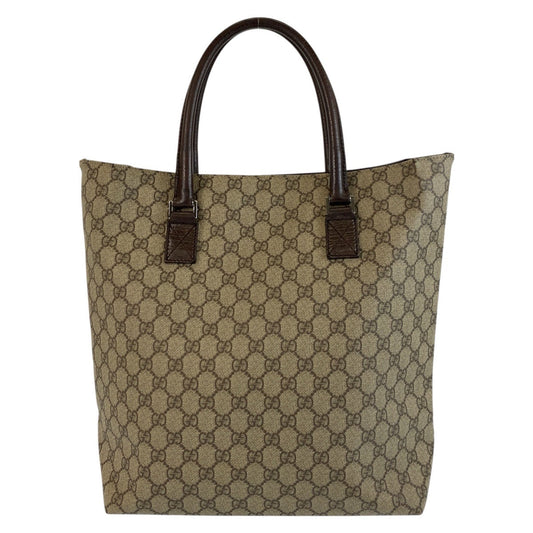 GUCCI Tote Bag 131220 GG Supreme canvas, leather Beige Brown SilverMetal Tote Bag handbag Women Used Authentic